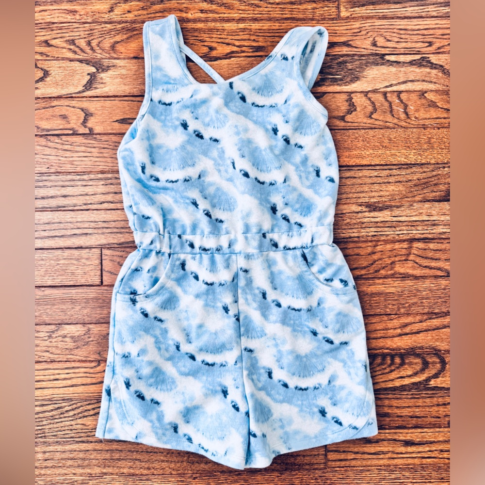 Dreamgirl White and Blue Tie-Dye Girls Romper